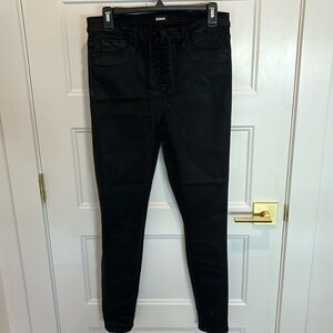 Lace up waxed denim